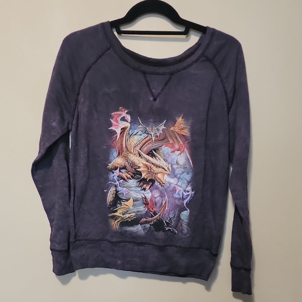 🔴 The Mountain Purple Dragon Print Sweater